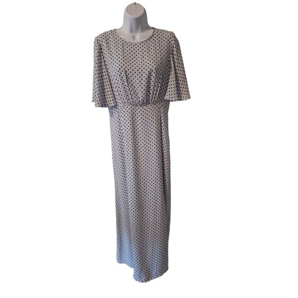 Who What Wear Womens Small White BlackPolka Dot Maxi Dress Lagenlook - Picture 1 of 10